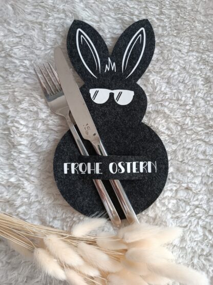 Filz Osterhase mit Schlitz, Bestecktasche, Geschenketasche – Bild 4